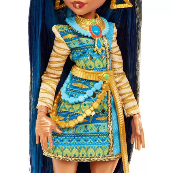 Monster High Doll Cleo De Nile with Blue Streaked Hair in Signature Look with Fashion Accessories ampamp Pet Dog TutMulticolor