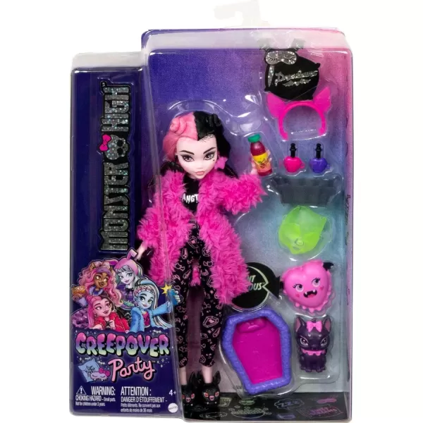 Monster High Doll Draculaura Creepover Party Set with Pet Bat Count Fabulous Sleepover Clothes ampamp AccessoriesMulticolor