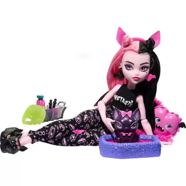 Monster High Doll Draculaura Creepover Party Set with Pet Bat Count Fabulous Sleepover Clothes ampamp AccessoriesMulticolor