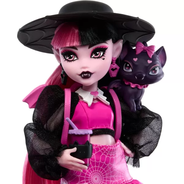 Monster High Doll Draculaura with Pink ampamp Black Hair in Signature Look with Fashion Accessories ampamp Pet Bat Count FabulousRefreshed Look