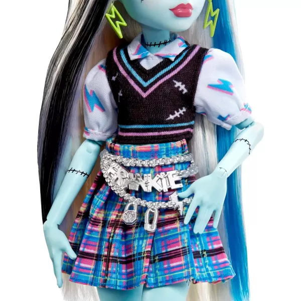 Monster High Doll Frankie Stein with Blue ampamp Black Streaked Hair in Signature Look with Fashion Accessories ampamp Pet Dog WatzieOriginal Look