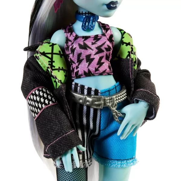 Monster High Doll Frankie Stein with Blue ampamp Black Streaked Hair in Signature Look with Fashion Accessories ampamp Pet Dog WatzieRefreshed Look