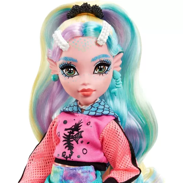 Monster High Doll Lagoona Blue with Colorful Streaked Hair in Signature Look with Fashion Accessories ampamp Pet Piranha NeptunaMulticolor