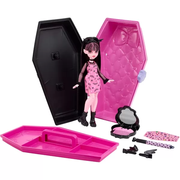 Monster High Draculaura Doll ampamp Accessories Goreganizer Beauty Kit with Bat Clips Comb ampamp Mirror Customizable with Stamp Pen ampamp StickersMulticolor