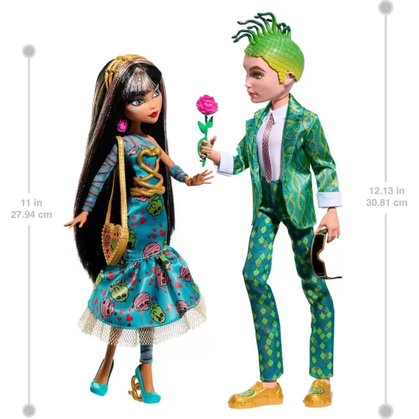 Monster High Howliday Love Edition Dolls Cleo De Nile ampamp Deuce Gorgon Collector 2Pack with Valentines Accessories ampamp Displayable PackagingMulticolor