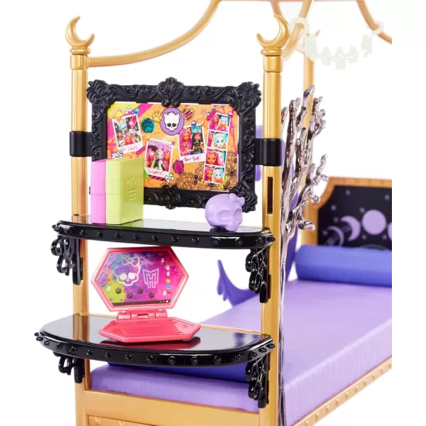 Monster High Playset Clawdeen Wolf Bedroom with Doll House Furniture ampamp Toy Accessories Like Spooky Decor ampamp Snacks Sticker Sheet