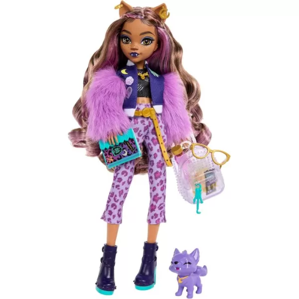 Monster High Doll Clawdeen Wolf with Purple Streaked Hair in Signature Look with Fashion Accessories ampamp Pet Dog CrescentRefreshed Look