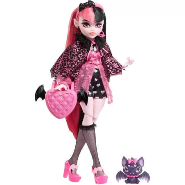 Monster High Doll Draculaura with Pink ampamp Black Hair in Signature Look with Fashion Accessories ampamp Pet Bat Count FabulousOriginal Look