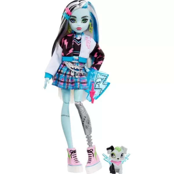 Monster High Doll Frankie Stein with Blue ampamp Black Streaked Hair in Signature Look with Fashion Accessories ampamp Pet Dog WatzieOriginal Look