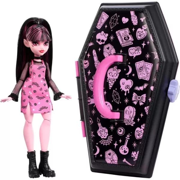 Monster High Draculaura Doll ampamp Accessories Goreganizer Beauty Kit with Bat Clips Comb ampamp Mirror Customizable with Stamp Pen ampamp StickersMulticolor