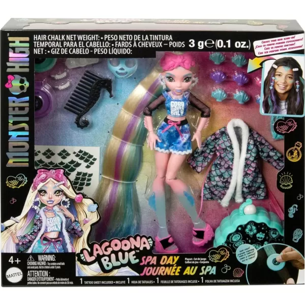 Monster High Doll Lagoona Blue Spa Day Set with Wear and Share Accessories Like Hair Clips Hair Chalk and TattoosMonster High Doll Lagoona Blue Spa Day Set with Wear and Share Accessories Like Hair Clips Hair Chalk and Tattoos