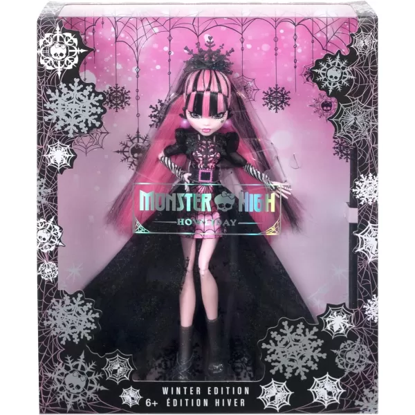 Monster High Draculaura Doll Special Howliday Edition Pink and Black Gown High Fashion Holiday Collection Gifts for Girls and BoysRetail Packaging