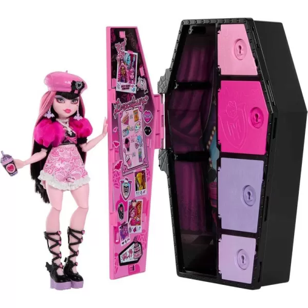 Monster High Doll and Fashion Set Draculaura with DressUp Locker and 19 Surprises Skulltimate SecretsDraculaura