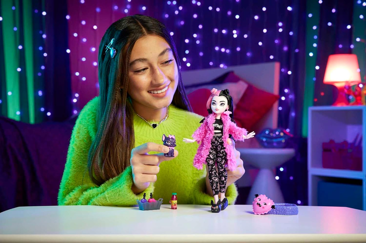 Monster High Doll Draculaura Creepover Party Set with Pet Bat Count Fabulous Sleepover Clothes and Accessories Colors and decorations may varyMonster High Doll Draculaura Creepover Party Set with Pet Bat Count Fabulous Sleepover Clothes and Accessories Colors and decorations may vary