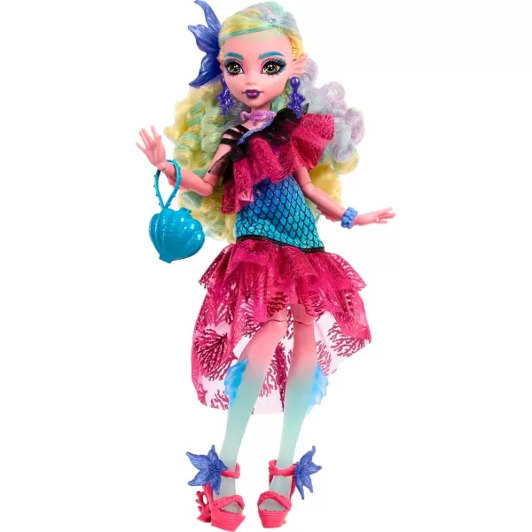 Monster High Cleo De Nile Doll in Monster Ball Party Dress with Themed Accessories Like a ScepterLagoona