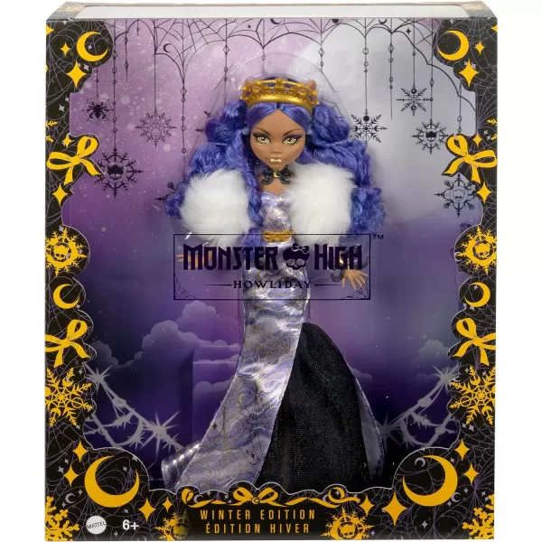 Monster High Doll Clawdeen Wolf Howliday Collector Edition Purple Hair and FloorLength Gown with Furry BoaMonster High Doll Clawdeen Wolf Howliday Collector Edition Purple Hair and FloorLength Gown with Furry Boa