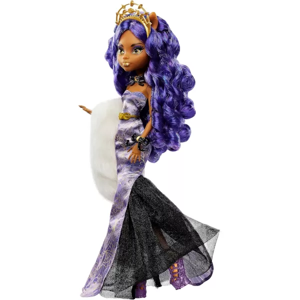 Monster High Doll Clawdeen Wolf Howliday Collector Edition Purple Hair and FloorLength Gown with Furry BoaMonster High Doll Clawdeen Wolf Howliday Collector Edition Purple Hair and FloorLength Gown with Furry Boa