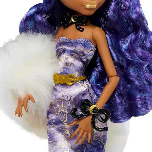 Monster High Doll Clawdeen Wolf Howliday Collector Edition Purple Hair and FloorLength Gown with Furry BoaMonster High Doll Clawdeen Wolf Howliday Collector Edition Purple Hair and FloorLength Gown with Furry Boa