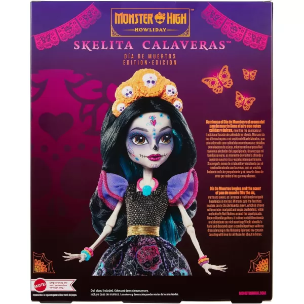 Monster High Doll Skelita Calaveras Da De Muertos Collectible with Displayable Packaging Colorful Fashion with Traditional DetailsMonster High Doll Skelita Calaveras Da De Muertos Collectible with Displayable Packaging Colorful Fashion with Traditional Details