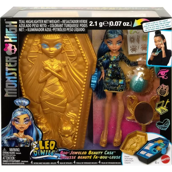 Monster High Doll and Beauty Kit Cleo De Nile BooJeweled Beauty Case with Tattoos and Necklace for Kids Amazon ExclusiveMonster High Doll and Beauty Kit Cleo De Nile BooJeweled Beauty Case with Tattoos and Necklace for Kids Amazon Exclusive