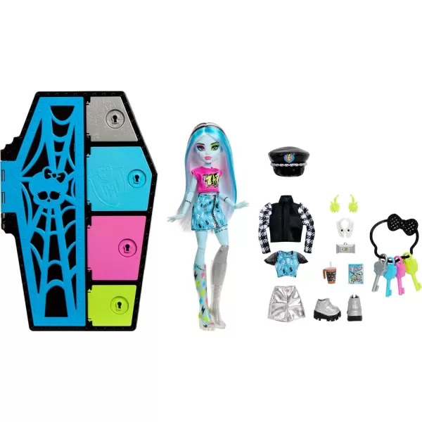 Monster High Doll and Fashion Set Frankie Stein with DressUp Locker and 19 Surprises Skulltimate SecretsMonster High Doll and Fashion Set Frankie Stein with DressUp Locker and 19 Surprises Skulltimate Secrets