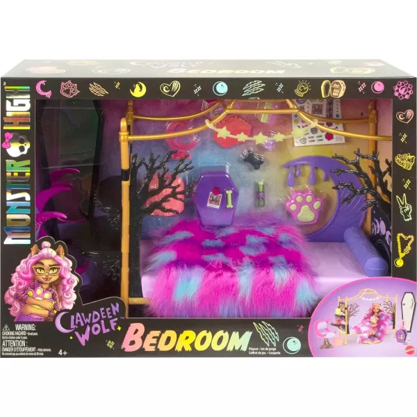 Monster High Playset Clawdeen Wolf Bedroom with Doll House Furniture amp Accessories Like Spooky Decor amp Snacks Sticker SheetMonster High Playset Clawdeen Wolf Bedroom with Doll House Furniture amp Accessories Like Spooky Decor amp Snacks Sticker Sheet