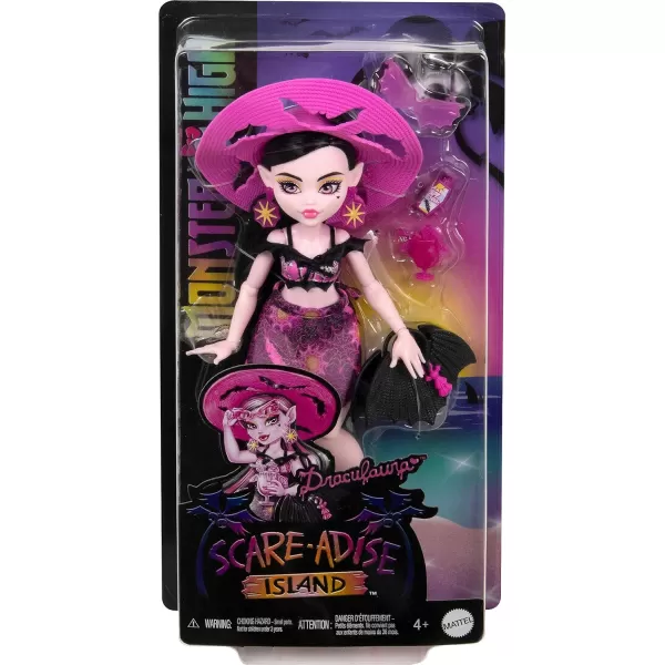 Monster High Scareadise Island Heath Burns Doll with Flame Hoodie Swim Trunks and Beach Accessories Like SunglassesDraculaura