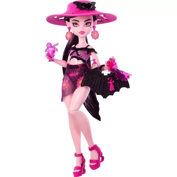 Monster High Scareadise Island Heath Burns Doll with Flame Hoodie Swim Trunks and Beach Accessories Like SunglassesDraculaura