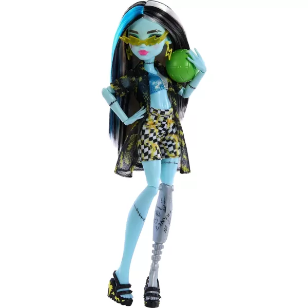 Monster High Scareadise Island Heath Burns Doll with Flame Hoodie Swim Trunks and Beach Accessories Like SunglassesFrankie