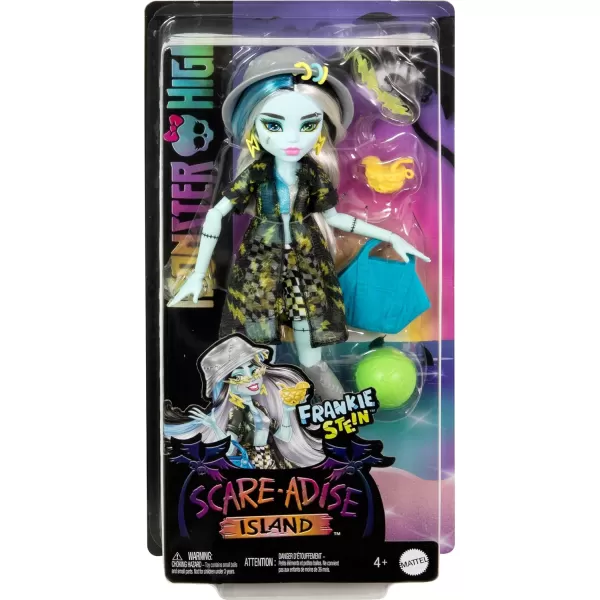 Monster High Scareadise Island Heath Burns Doll with Flame Hoodie Swim Trunks and Beach Accessories Like SunglassesFrankie