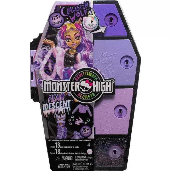 Monster High Skulltimate Secrets Fearidescent Series Doll amp Accessories Draculaura DressUp Locker amp 19 Surprises For 4 years and olderClawdeen