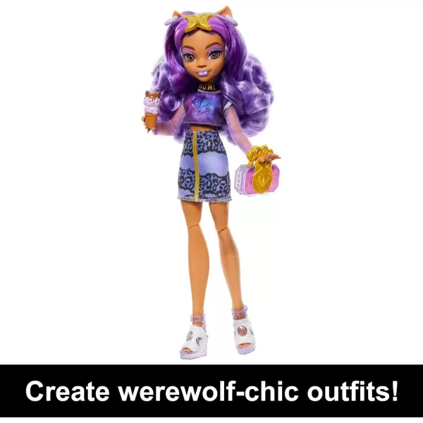 Monster High Skulltimate Secrets Fearidescent Series Doll amp Accessories Draculaura DressUp Locker amp 19 Surprises For 4 years and olderClawdeen