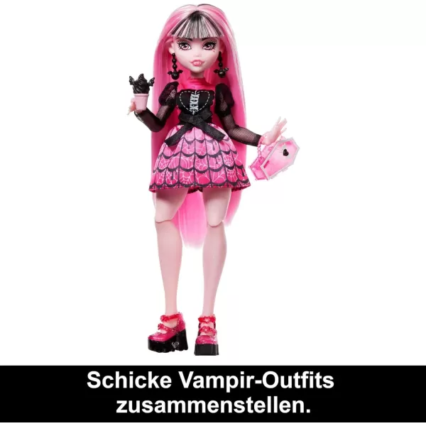 Monster High Skulltimate Secrets Fearidescent Series Doll amp Accessories Draculaura DressUp Locker amp 19 Surprises For 4 years and olderDraculaura