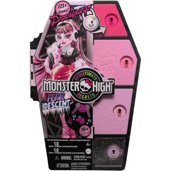 Monster High Skulltimate Secrets Fearidescent Series Doll amp Accessories Draculaura DressUp Locker amp 19 Surprises For 4 years and olderDraculaura