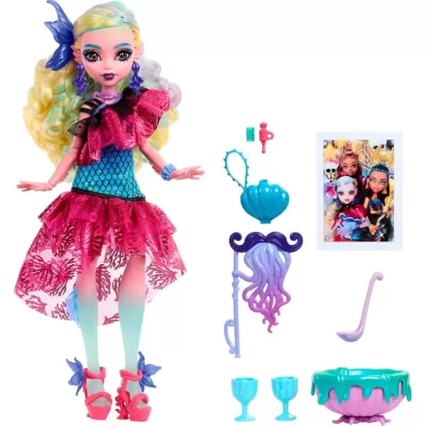 Monster High Cleo De Nile Doll in Monster Ball Party Dress with Themed Accessories Like a ScepterLagoona