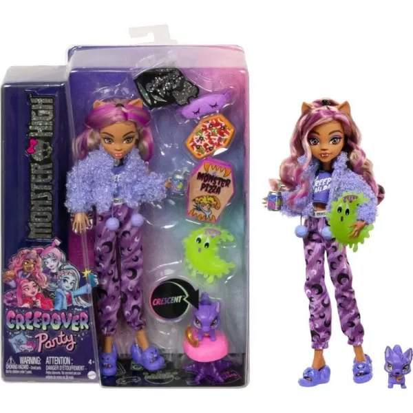 Monster High Doll Clawdeen Wolf Creepover Party Set with Pet Dog Crescent Sleepover Clothes and AccessoriesMonster High Doll Clawdeen Wolf Creepover Party Set with Pet Dog Crescent Sleepover Clothes and Accessories