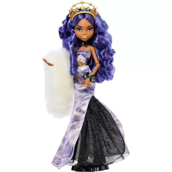 Monster High Doll Clawdeen Wolf Howliday Collector Edition Purple Hair and FloorLength Gown with Furry BoaMonster High Doll Clawdeen Wolf Howliday Collector Edition Purple Hair and FloorLength Gown with Furry Boa