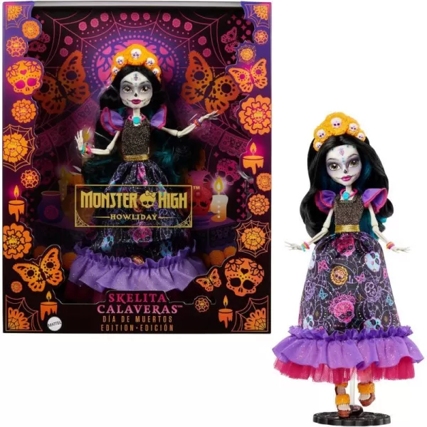 Monster High Doll Skelita Calaveras Da De Muertos Collectible with Displayable Packaging Colorful Fashion with Traditional DetailsMonster High Doll Skelita Calaveras Da De Muertos Collectible with Displayable Packaging Colorful Fashion with Traditional Details