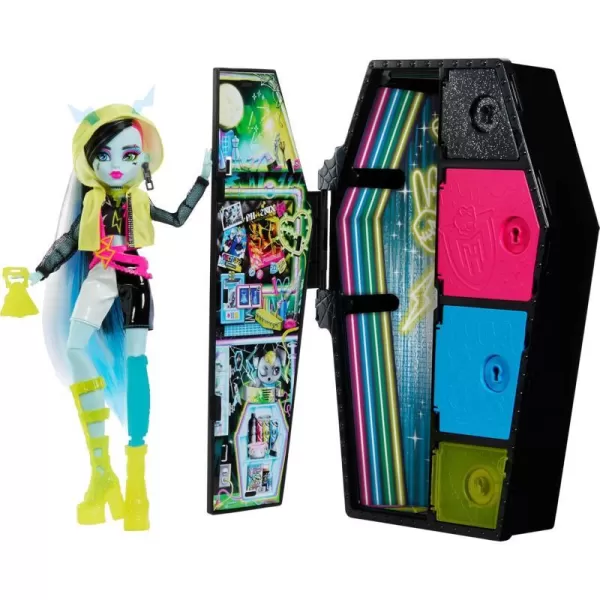 Monster High Doll and Fashion Set Toralei Stripe Doll Skulltimate Secrets Neon Frights DressUp Locker with 19 SurprisesFrankie