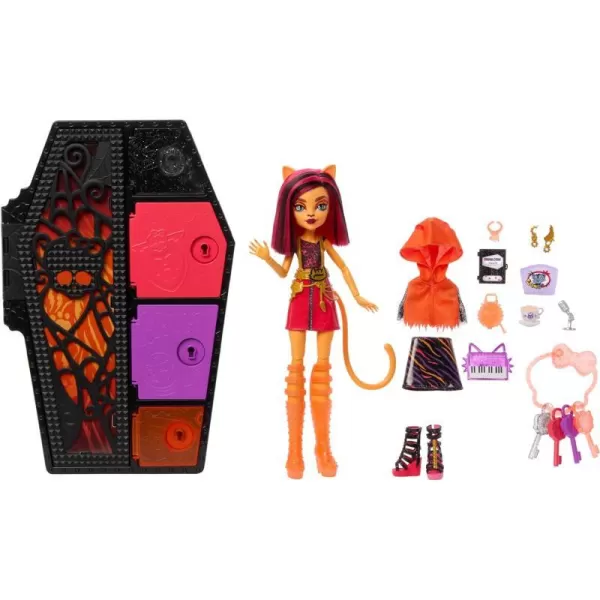 Monster High Doll and Fashion Set Toralei Stripe Doll Skulltimate Secrets Neon Frights DressUp Locker with 19 SurprisesToralei