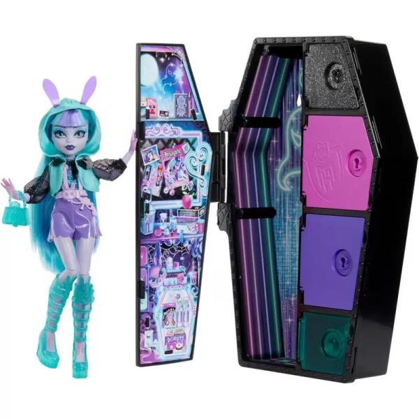 Monster High Doll and Fashion Set Toralei Stripe Doll Skulltimate Secrets Neon Frights DressUp Locker with 19 SurprisesTwyla