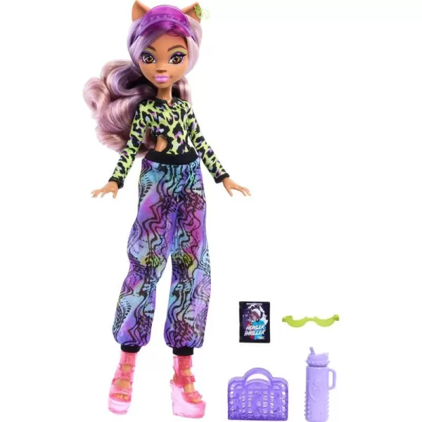 Monster High Scareadise Island Heath Burns Doll with Flame Hoodie Swim Trunks and Beach Accessories Like SunglassesClawdeen