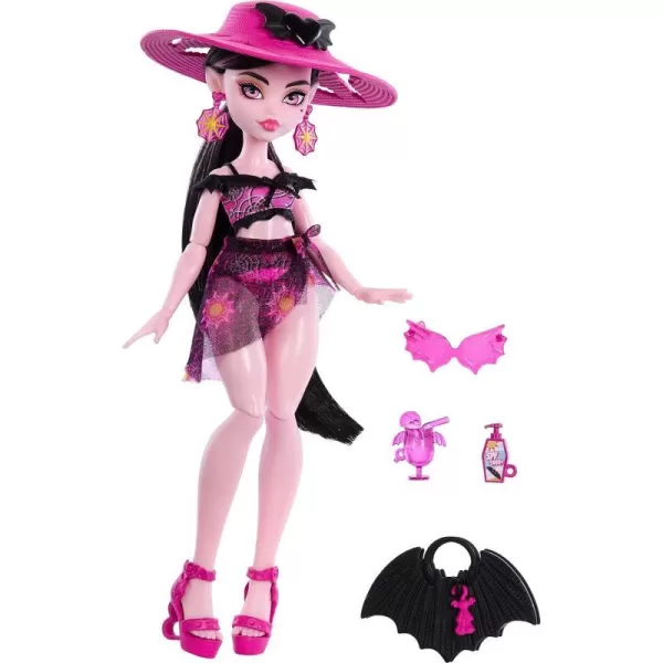 Monster High Scareadise Island Heath Burns Doll with Flame Hoodie Swim Trunks and Beach Accessories Like SunglassesDraculaura