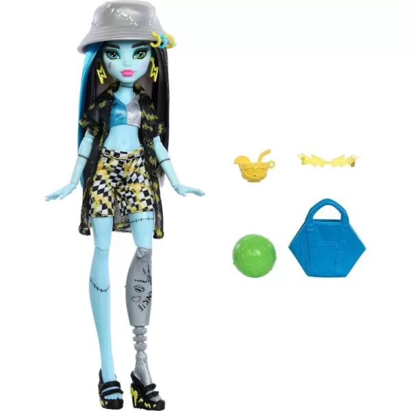 Monster High Scareadise Island Heath Burns Doll with Flame Hoodie Swim Trunks and Beach Accessories Like SunglassesFrankie