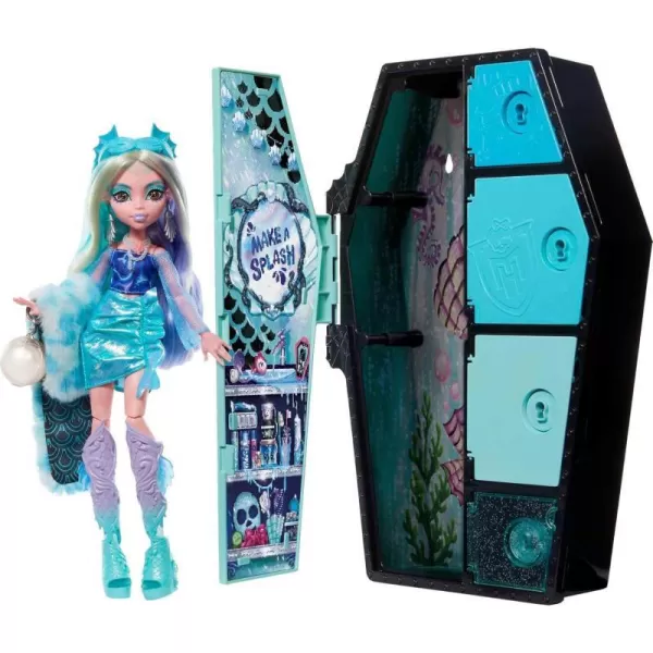 Monster High Skulltimate Secrets Fearidescent Series Doll amp Accessories Draculaura DressUp Locker amp 19 Surprises For 4 years and olderLagoona