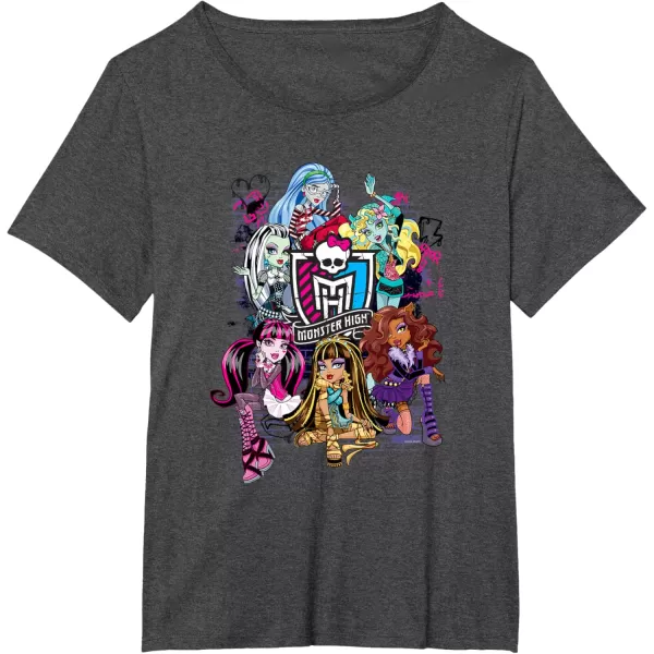 Monster High Alumni  Graffiti Wall TShirtDark Heather Grey