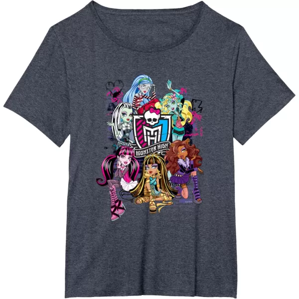 Monster High Alumni  Graffiti Wall TShirtHeather Blue