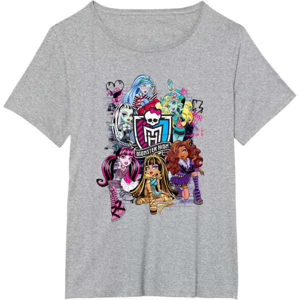 Monster High Alumni  Graffiti Wall TShirtHeather Grey