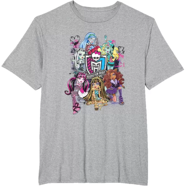 Monster High Alumni  Graffiti Wall TShirtHeather Grey