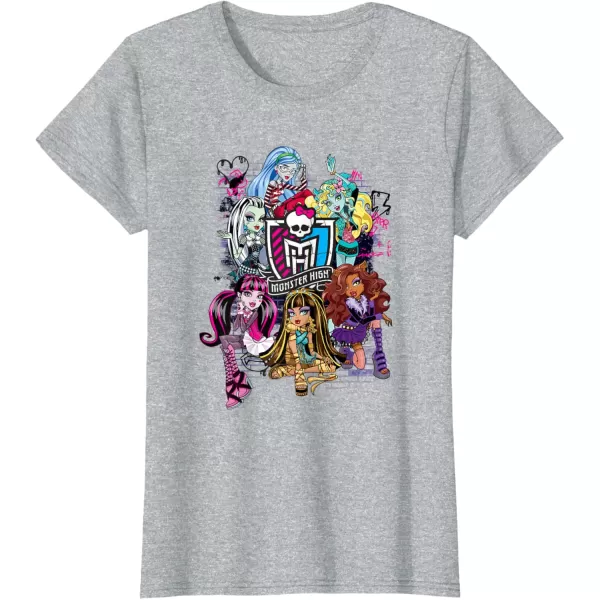 Monster High Alumni  Graffiti Wall TShirtHeather Grey